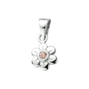 hanger bloem roze zirkonia zilver gerhodineerd