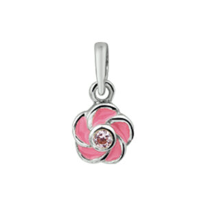 hanger bloem roze zirkonia zilver wit