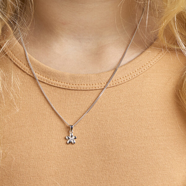 hanger bloem zirkonia zilver gerhodineerd - Afbeelding 2