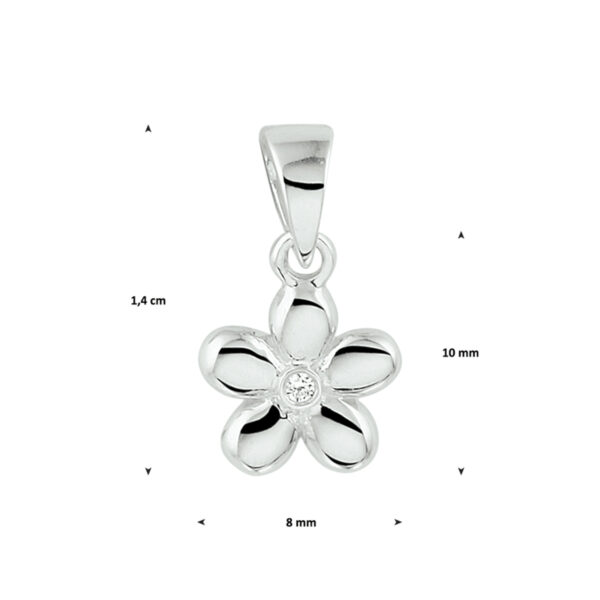 hanger bloem zirkonia zilver gerhodineerd - Afbeelding 3