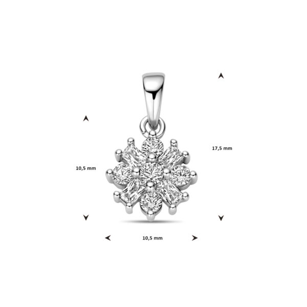hanger bloem zirkonia zilver gerhodineerd - Afbeelding 4