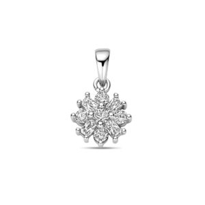 hanger bloem zirkonia zilver gerhodineerd