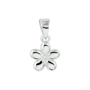 hanger bloem zirkonia zilver gerhodineerd