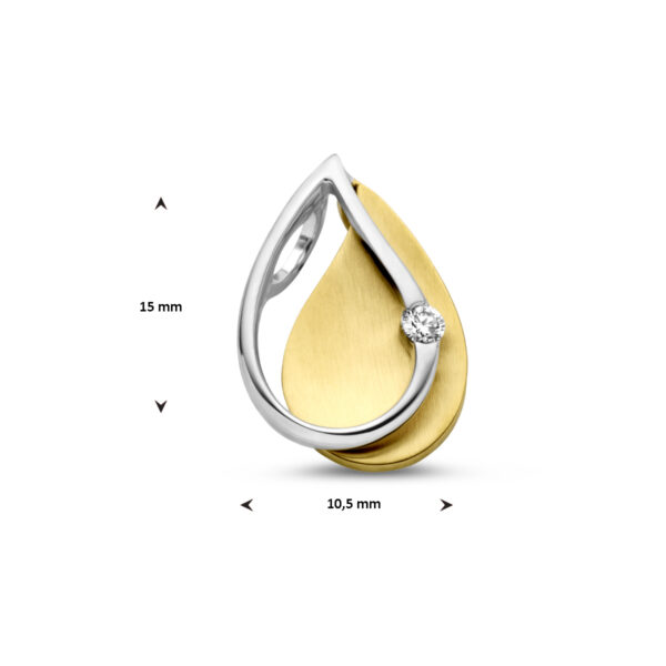 hanger diamant 0.03ct h si 14K bicolor goud geel/wit - Afbeelding 4