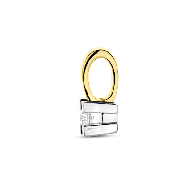 hanger diamant 0.05ct h si 14K bicolor goud geel/wit - Afbeelding 3