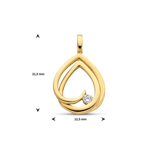 hanger diamant 0.06ct h si 14K geelgoud - Afbeelding 4