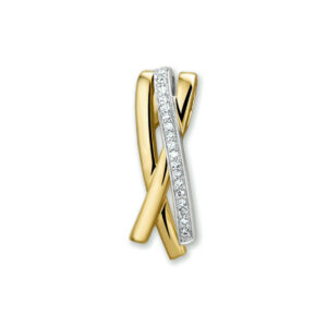 hanger diamant 0.076ct h si 14K bicolor goud geel/wit