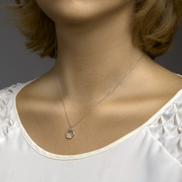 hanger diamant 0.09ct h si 14K witgoud - Afbeelding 2