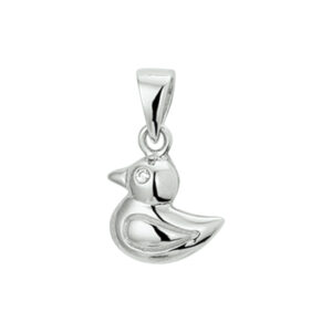 hanger eend zirkonia zilver gerhodineerd