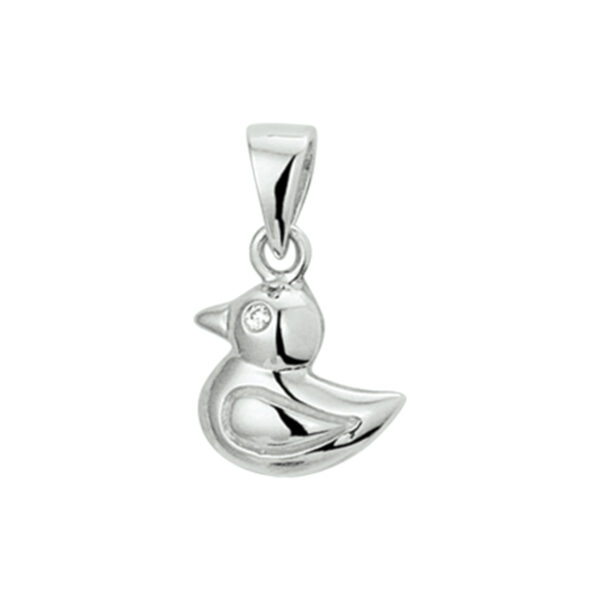 hanger eend zirkonia zilver gerhodineerd