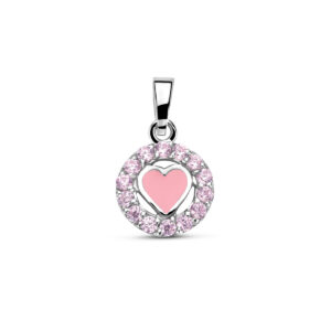 hanger emaille hart zirkonia 15 mm zilver gerhodineerd
