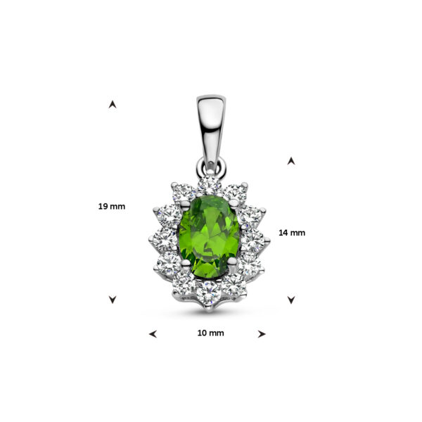 hanger groen en wit zirkonia halo zilver gerhodineerd - Afbeelding 4