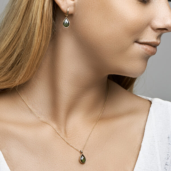 hanger groen kwarts 14K geelgoud - Afbeelding 3