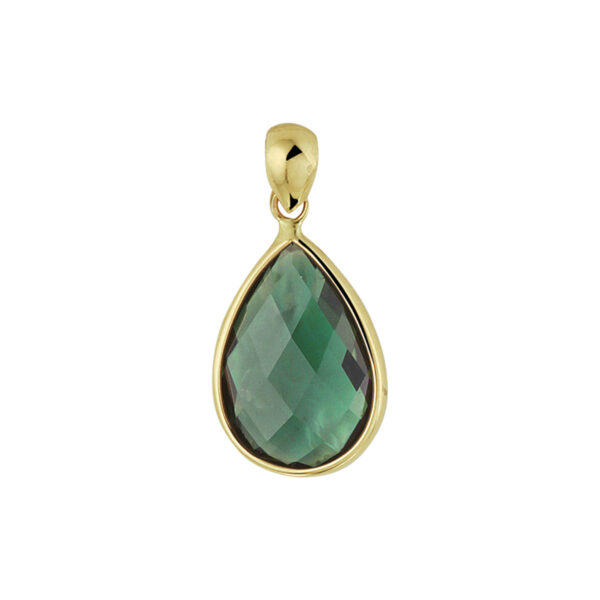 hanger groen kwarts 14K geelgoud