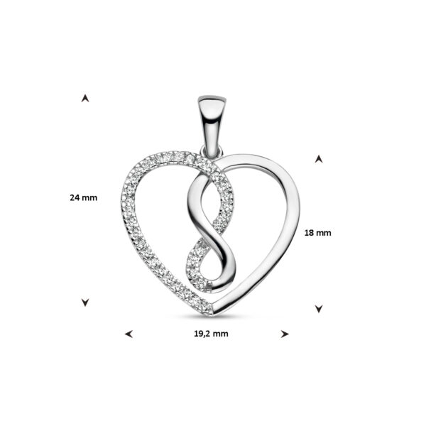hanger hart en infinity zirkonia zilver gerhodineerd - Afbeelding 4