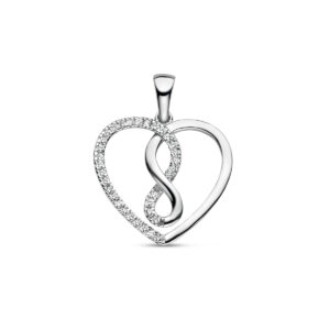 hanger hart en infinity zirkonia zilver gerhodineerd