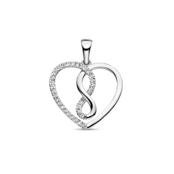 hanger hart en infinity zirkonia zilver gerhodineerd