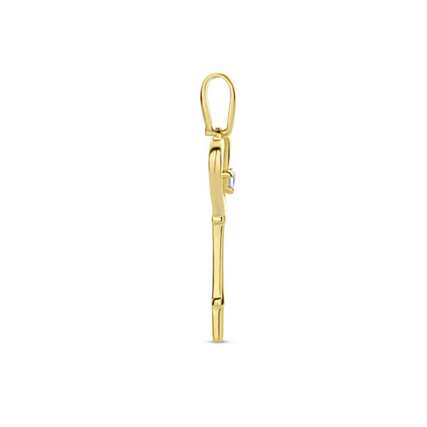 hanger hart en sleutel zirkonia 14K geelgoud - Afbeelding 3