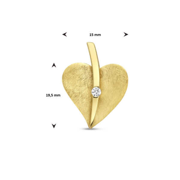 hanger hart gescratcht diamant 0.04ct h si 14K geelgoud - Afbeelding 4