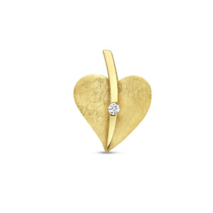 hanger hart gescratcht diamant 0.04ct h si 14K geelgoud