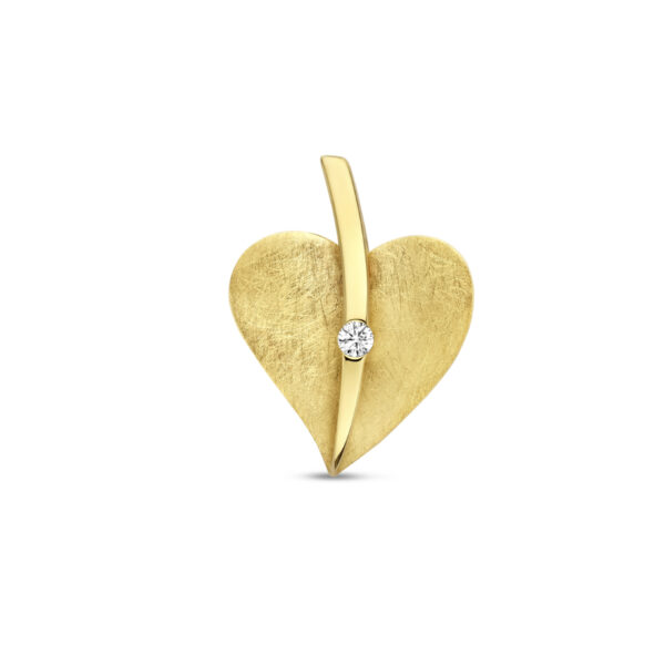 hanger hart gescratcht diamant 0.04ct h si 14K geelgoud