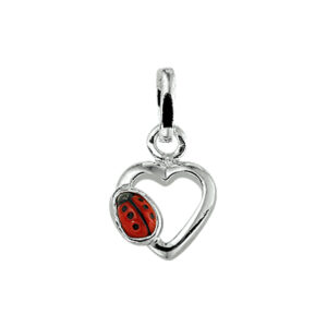 hanger hart lieveheersbeestje zilver wit