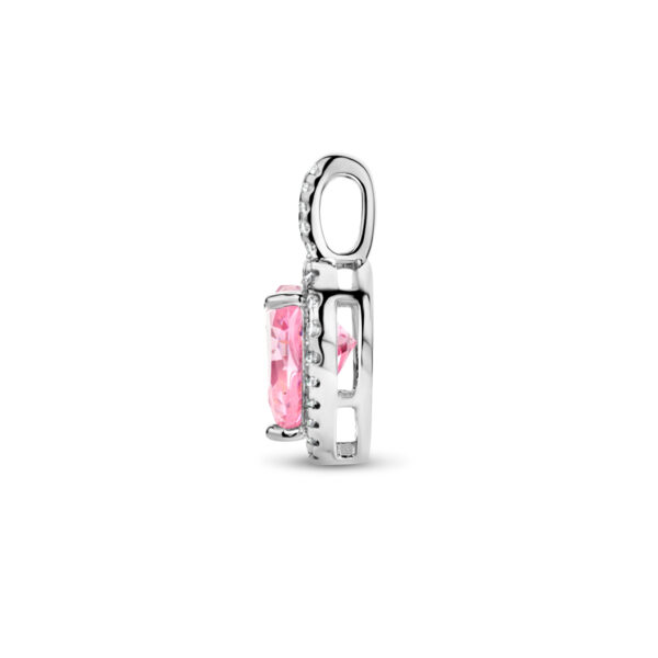 hanger hart wit en roze zirkonia halo zilver gerhodineerd - Afbeelding 3
