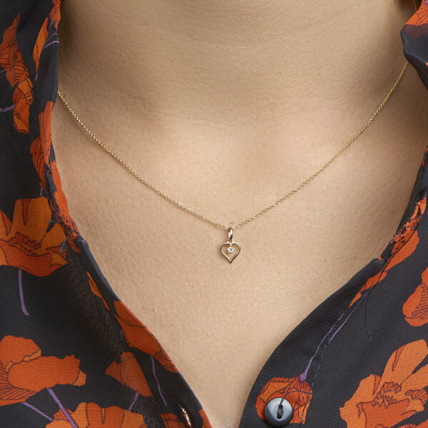 hanger hart zirkonia 14K geelgoud - Afbeelding 2