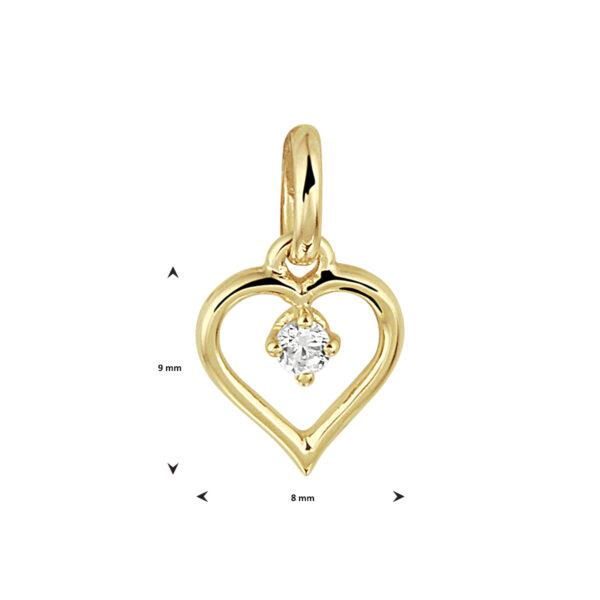 hanger hart zirkonia 14K geelgoud - Afbeelding 3