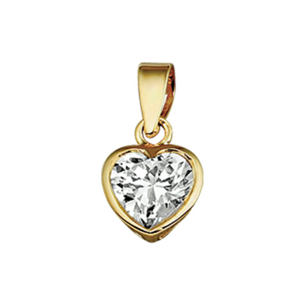 hanger hart zirkonia 14K geelgoud