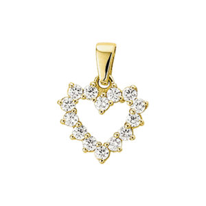 hanger hart zirkonia 14K geelgoud