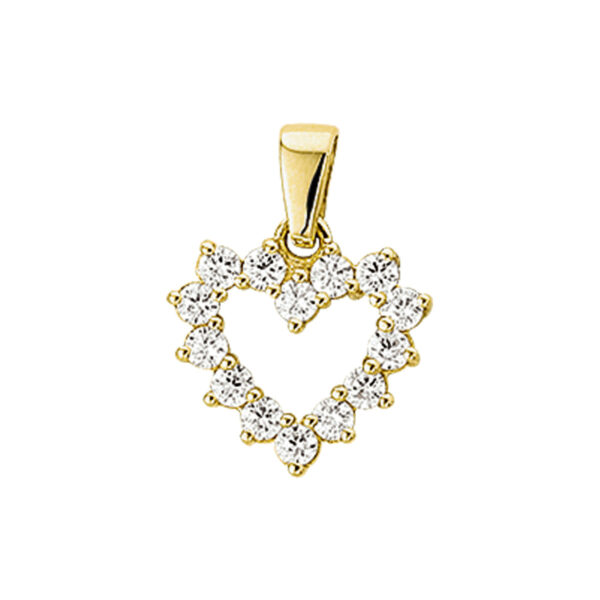 hanger hart zirkonia 14K geelgoud
