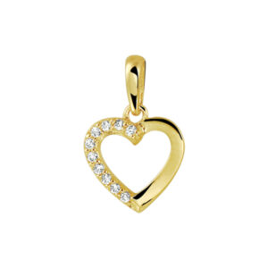hanger hart zirkonia 14K geelgoud