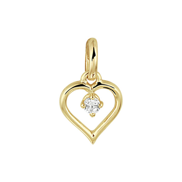 hanger hart zirkonia 14K geelgoud