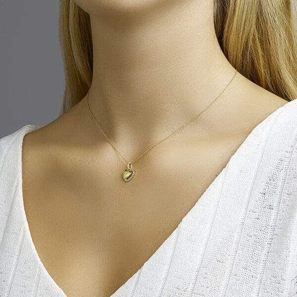 hanger hart zirkonia bicolor gestift 14K geelgoud - Afbeelding 2