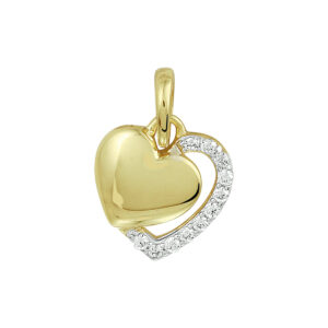 hanger hart zirkonia bicolor gestift 14K geelgoud