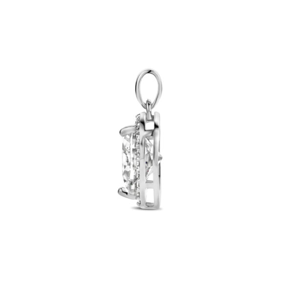 hanger hart zirkonia halo zilver gerhodineerd - Afbeelding 3