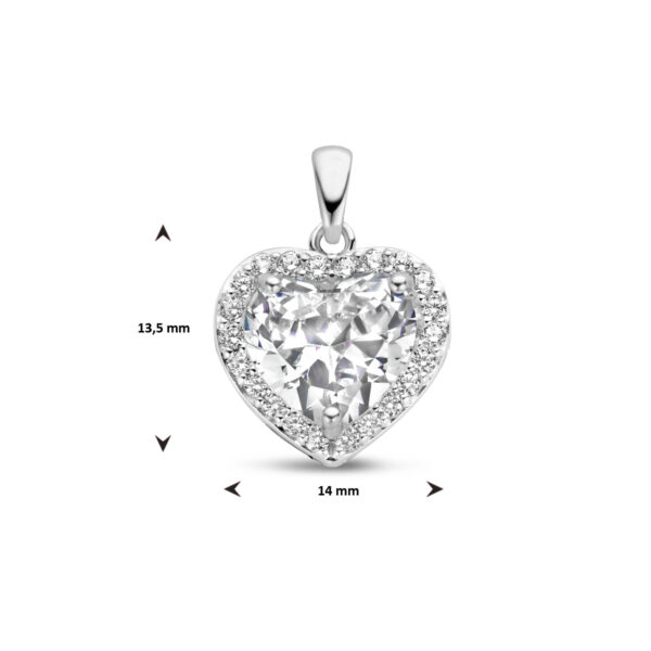 hanger hart zirkonia halo zilver gerhodineerd - Afbeelding 4