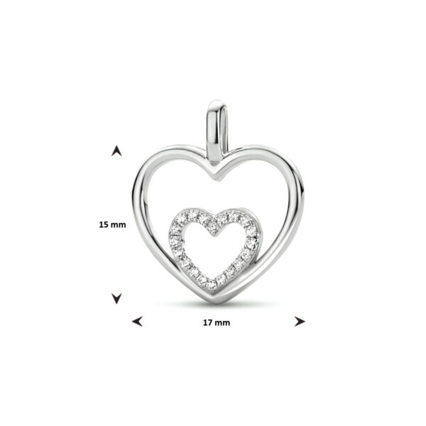 hanger hart zirkonia zilver gerhodineerd - Afbeelding 4