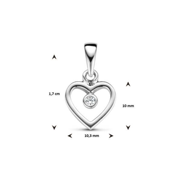 hanger hart zirkonia zilver gerhodineerd - Afbeelding 4