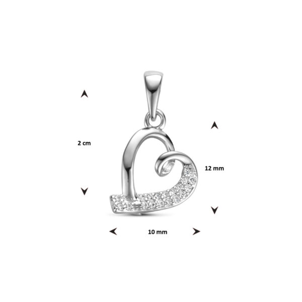 hanger hart zirkonia zilver gerhodineerd - Afbeelding 4