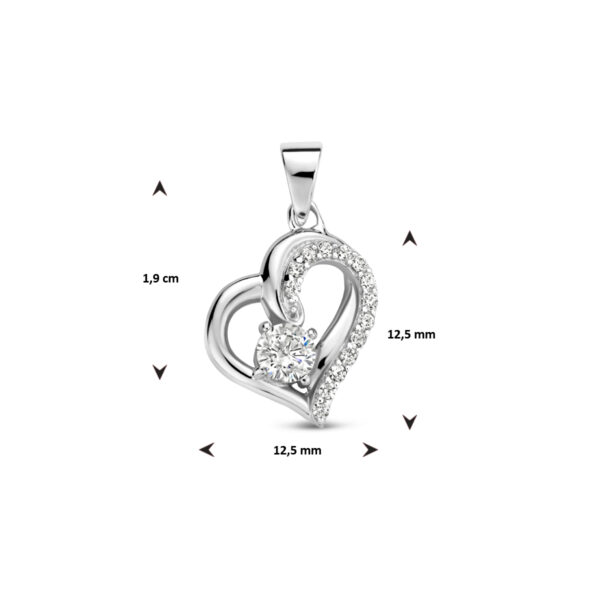 hanger hart zirkonia zilver gerhodineerd - Afbeelding 4