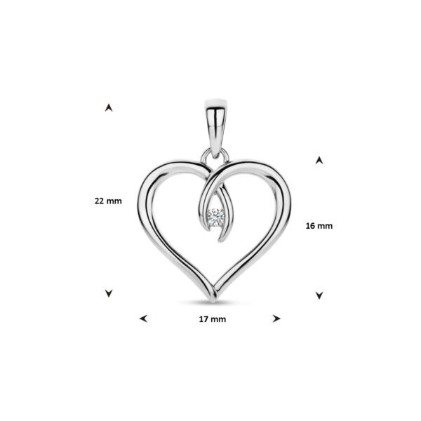 hanger hart zirkonia zilver gerhodineerd - Afbeelding 4