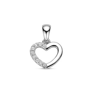 hanger hartje zirkonia 17 mm zilver gerhodineerd