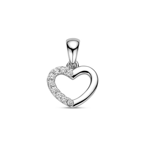 hanger hartje zirkonia 17 mm zilver gerhodineerd