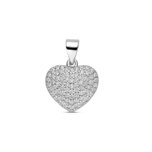 hanger hartje zirkonia 19 mm zilver gerhodineerd
