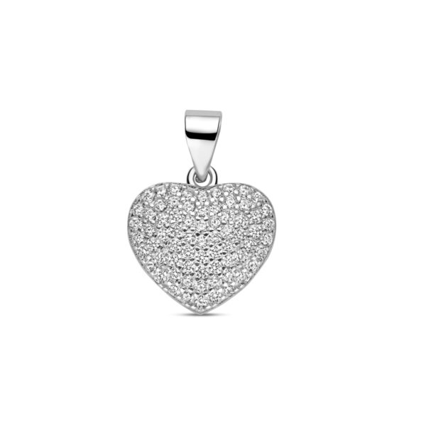 hanger hartje zirkonia 19 mm zilver gerhodineerd