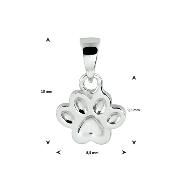 hanger hondenpoot zilver gerhodineerd - Afbeelding 4