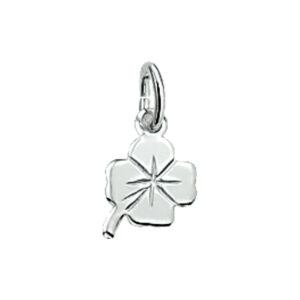 hanger klavertje zilver wit