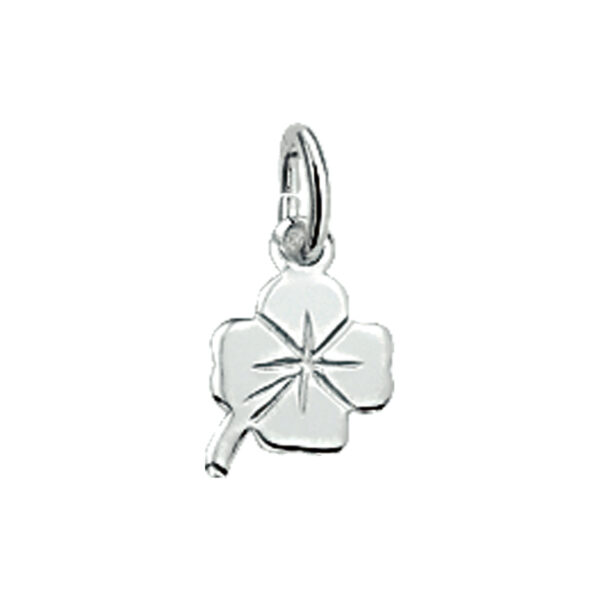 hanger klavertje zilver wit